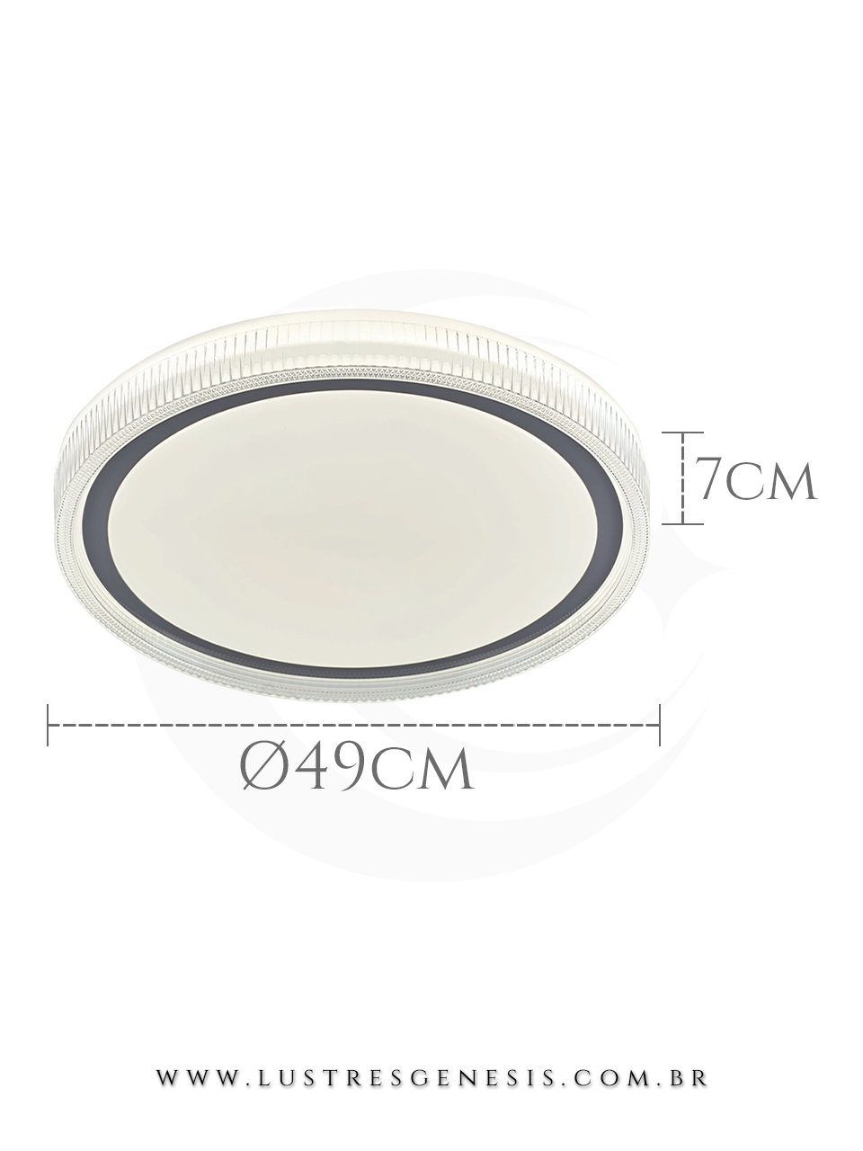 Luminaria de Teto Plafon LED DCX02348 Metal Cromado Acrilico &Oslash;49cm, Sala de Jantar, Quarto Casal, Cozinha, Banheiro, Mesa Area Gourmet